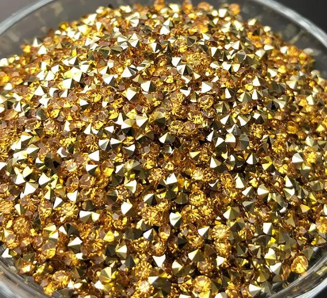 topaz with gold Ss12 3 мм прозрачные стразы, 14400 шт./лот, домашнее украшение красочный Свободные Стразы точечные камни стразы для дизайна ногтей разные цвета - Цвет: topaz with gold