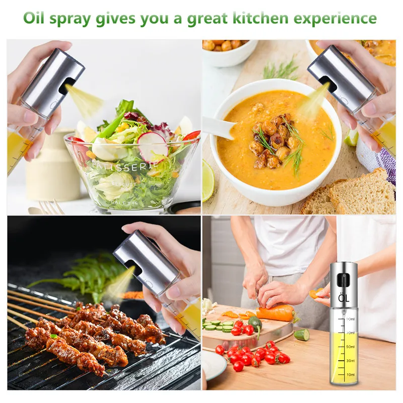 

4 Pack Oil Sprayer Dispenser Set Spray Bottle Oil Dispenser Cleaning Brush for BBQ Salad Baking and Kitchen Cooking Accessories