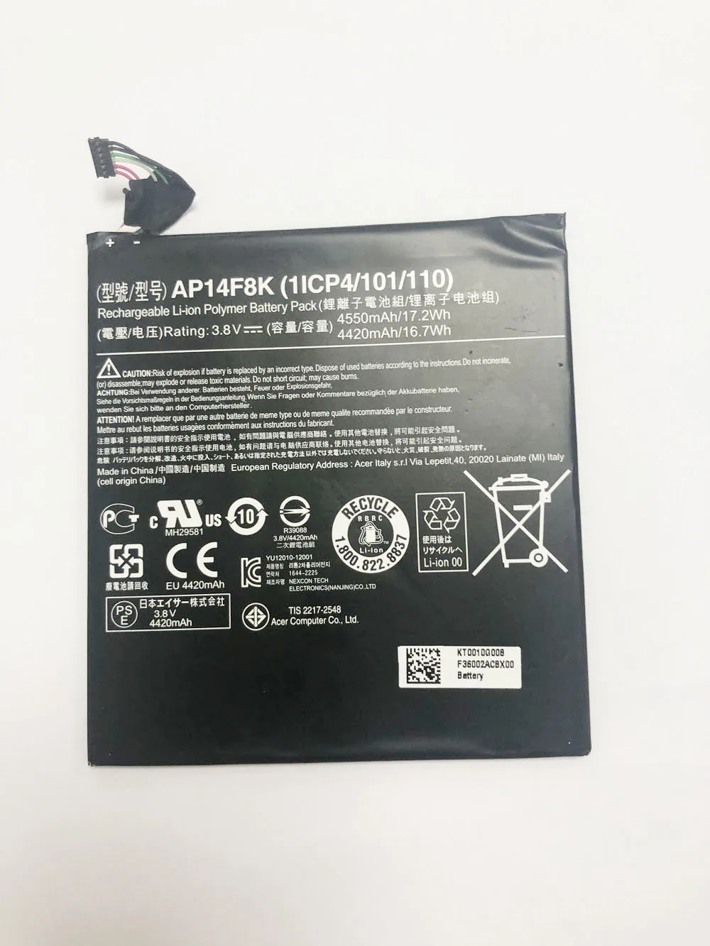 

Новый оригинальный аккумулятор для ноутбука 4550 мАч AP14F8K для Acer Iconia