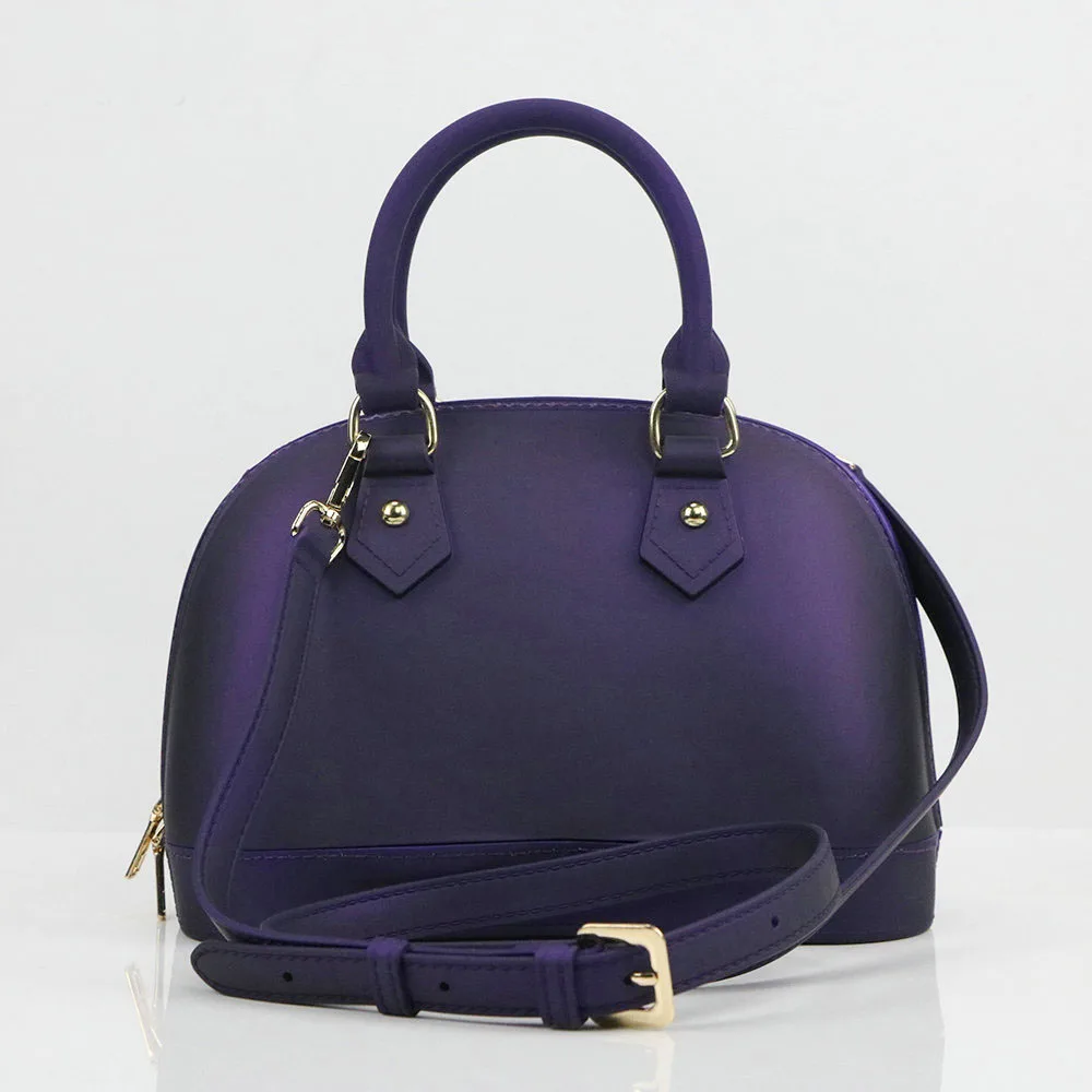 dark purple 25 см/9,84 дюйма летняя матовая женская ПВХ силиконовая сумка пляжная сумка дамская пластиковая Желейная сумка через плечо - Цвет: dark purple