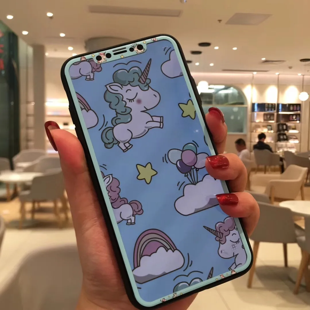 Закаленное стекло 9H для iPhone 11 Pro Max X Xs XR XS защитная пленка экрана с мультяшным