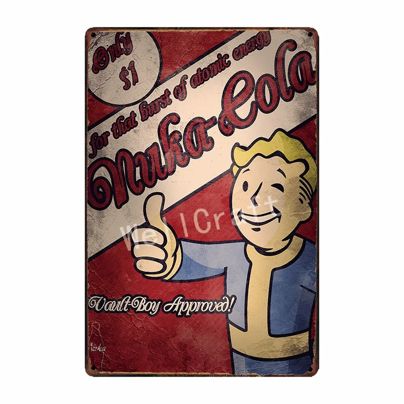 [WellCraft] Fallout 4 хранилище мальчик игра NUKE COLA оловянные знаки настенная доска плакат Декор для Интернет-кафе комнаты железная живопись FG-234 - Цвет: WA 3021