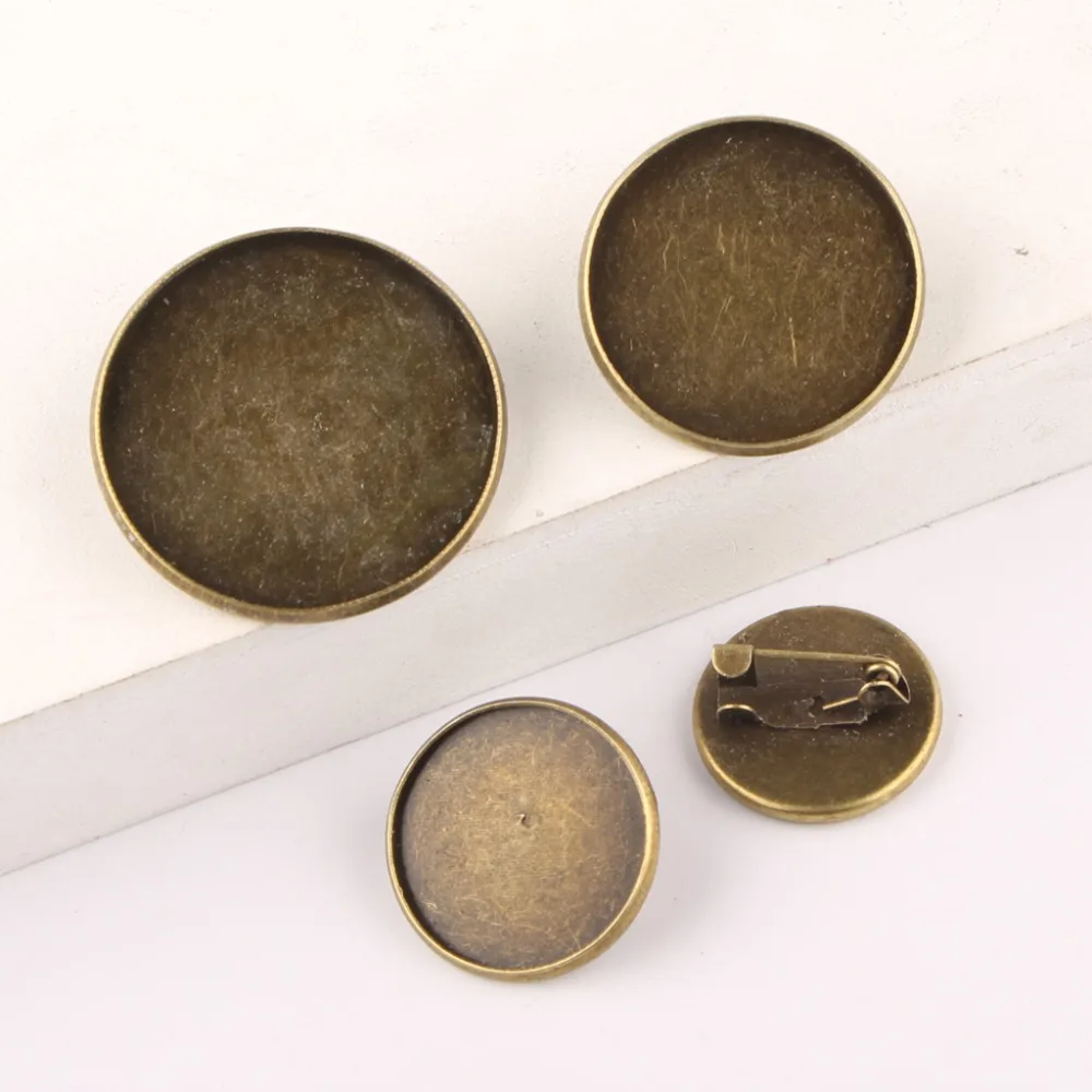 

reidgaller 20pcs cabochon brooch base metal blank fitting 16mm 18mm 20mm 25mm 30m cameo settings diy accessories