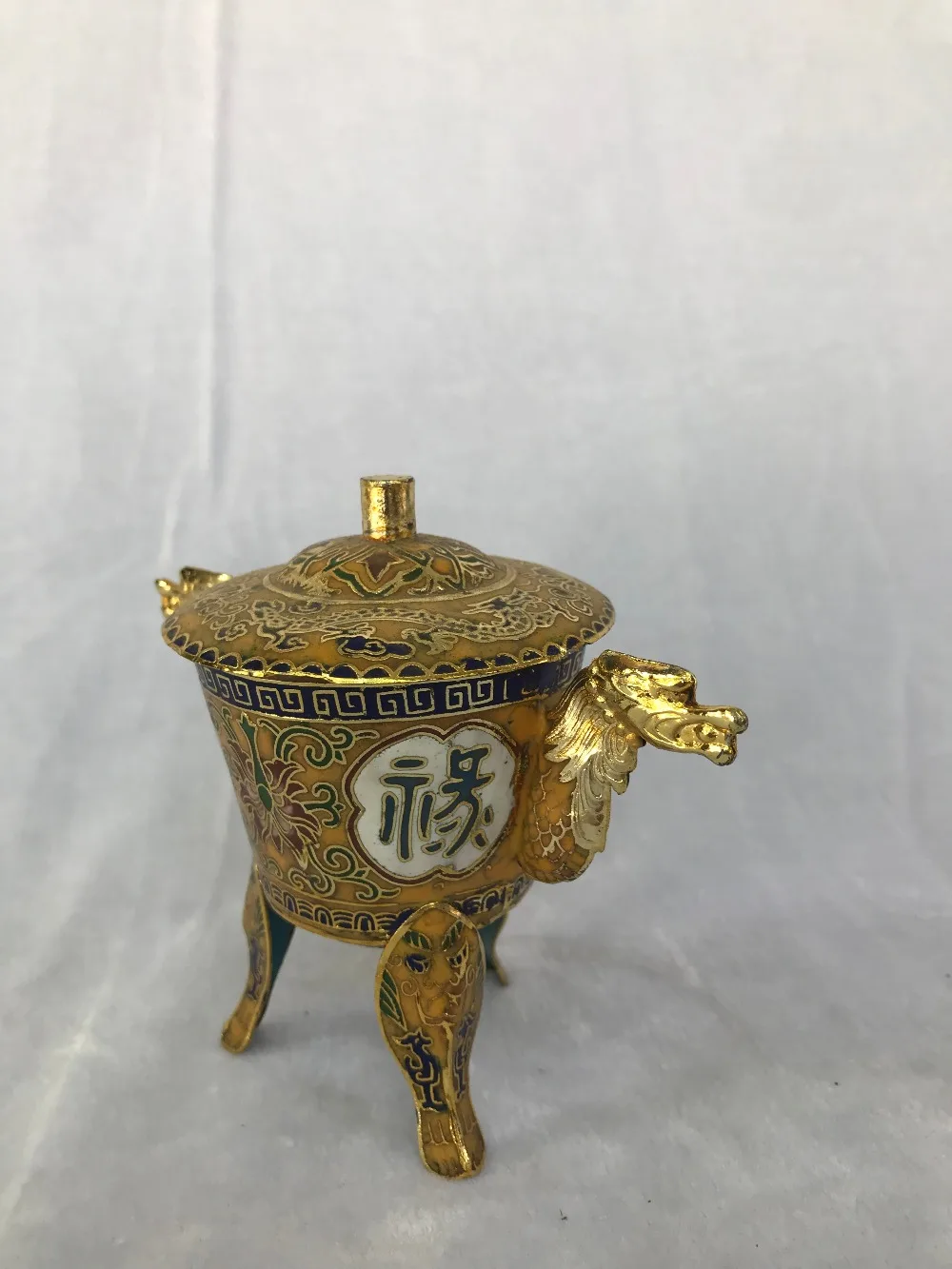 Китайская проволочная инкрустация синяя перегородчатая эмаль медная Дворцовая