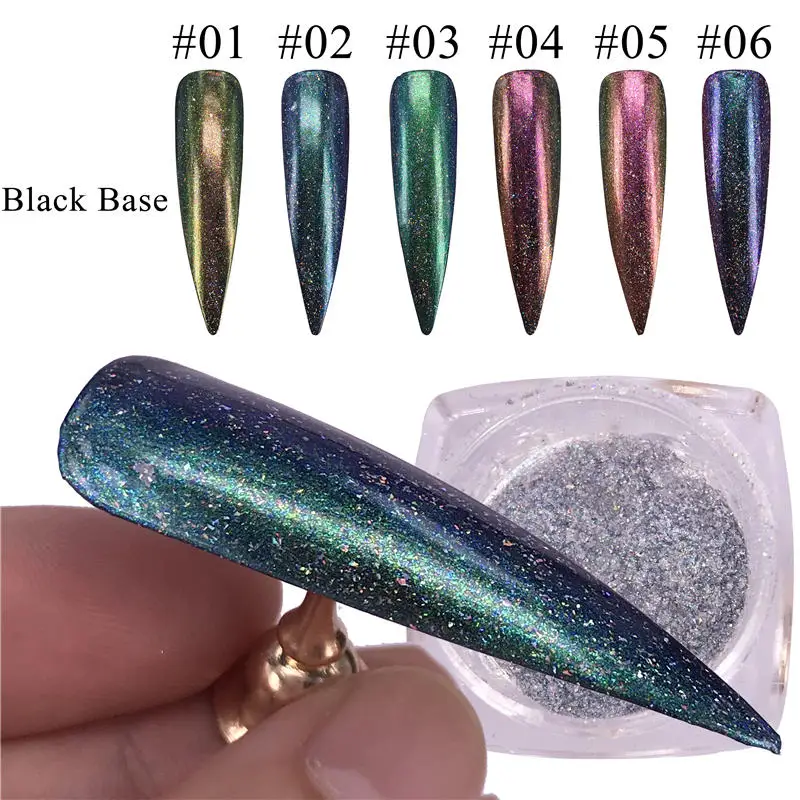 

WUF 0.1g Chameleon Holographic Nail Glitter Powder Gel Polish Chrome Pigment Dust Shinning Glitters Manicure Nail Art Decoration