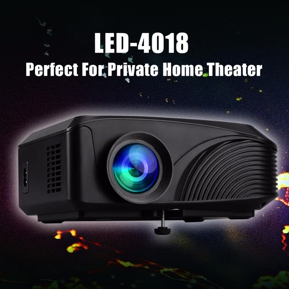 Excelvan LED4018 портативный проектор 1200 люмен 800*480 макс 1080P красно-синий 3D с HDMI USB VGA AV TF интерфейс домашний кинотеатр