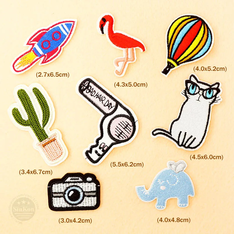 Фламинго кактус слон Кот нашивки значки утюжок на Вышивка аппликации Одежда