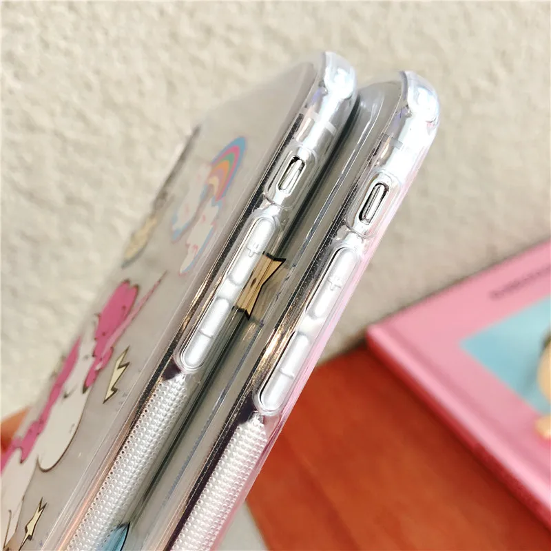 Cute Unicorn Cartoon Transparent non-slip Soft Silicone Phone Case Back Cover For iPhone X 6 6S 7 plus 8 Plus XR XS MAX case |