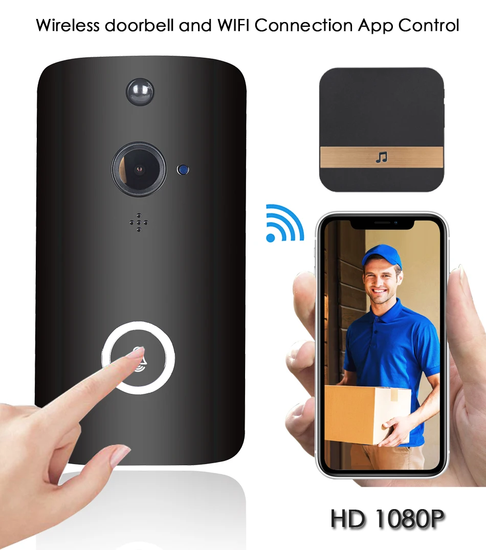 FCCWO, Full HD, 1080 P, wifi, дверной звонок, умный IP беспроводной домофон, дверной звонок, PIR датчик движения, ночное видение, дверной звонок, камера безопасности