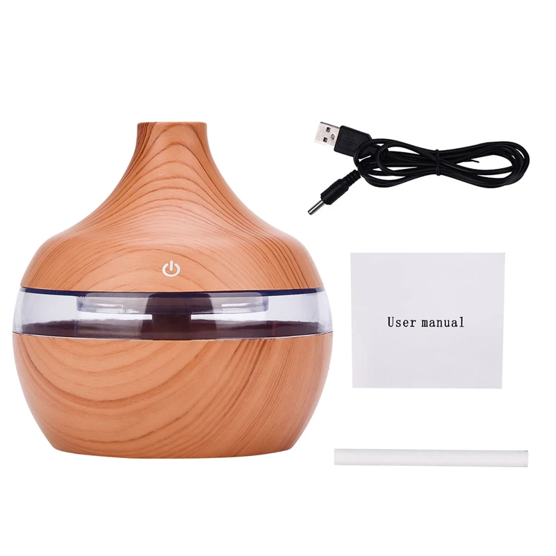 

300mL Electric Ultrasonic Air Humidifier Aroma Diffuser Wood Mist Maker USB Essential Oil Aromatherapy Air Diffuser LED Night