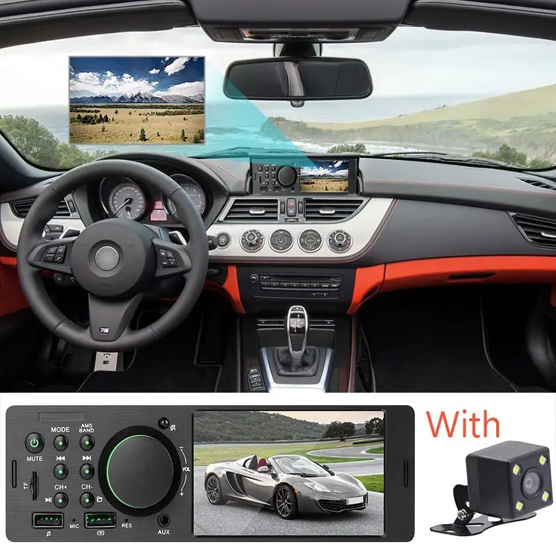 

Universal 4.1 Inch Dual USB TFT Car Stereo MP5 Player FM Transmitter Radio Bluetooth 4.0 USB with Camera multimedia Radio Player
