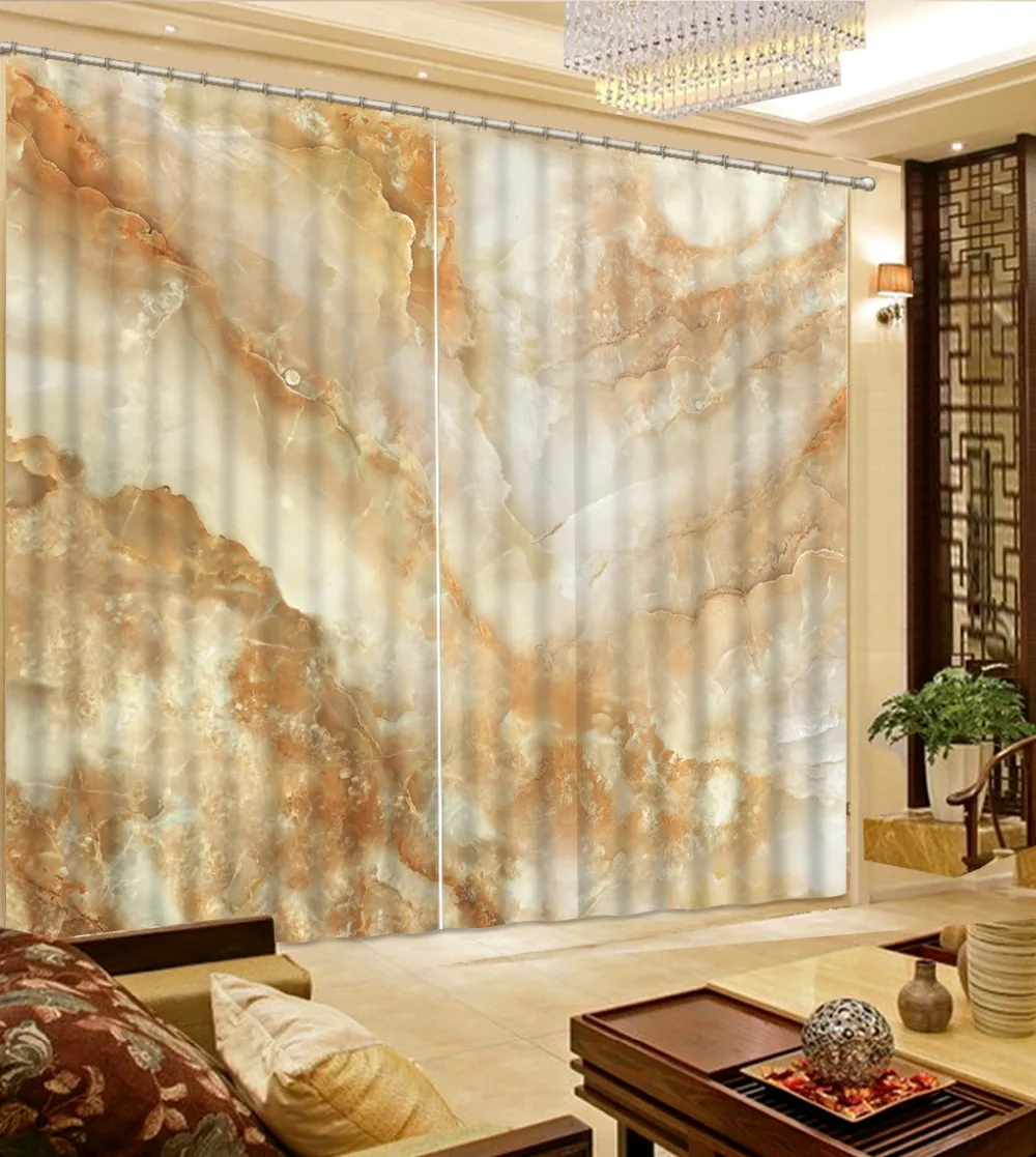

Decoration curtains marble curtains 3D Curtain Luxury Blackout Window Curtain Living Room