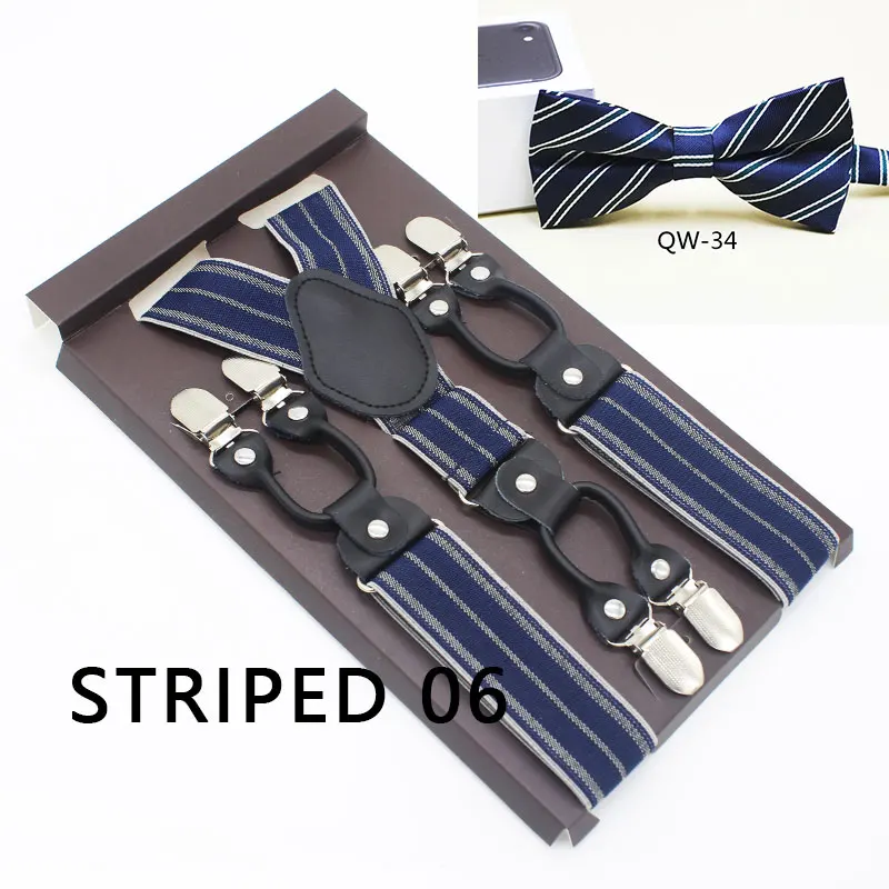 Черные подтяжки из натуральной кожи с 6 зажимами комплекты бантом винтажные