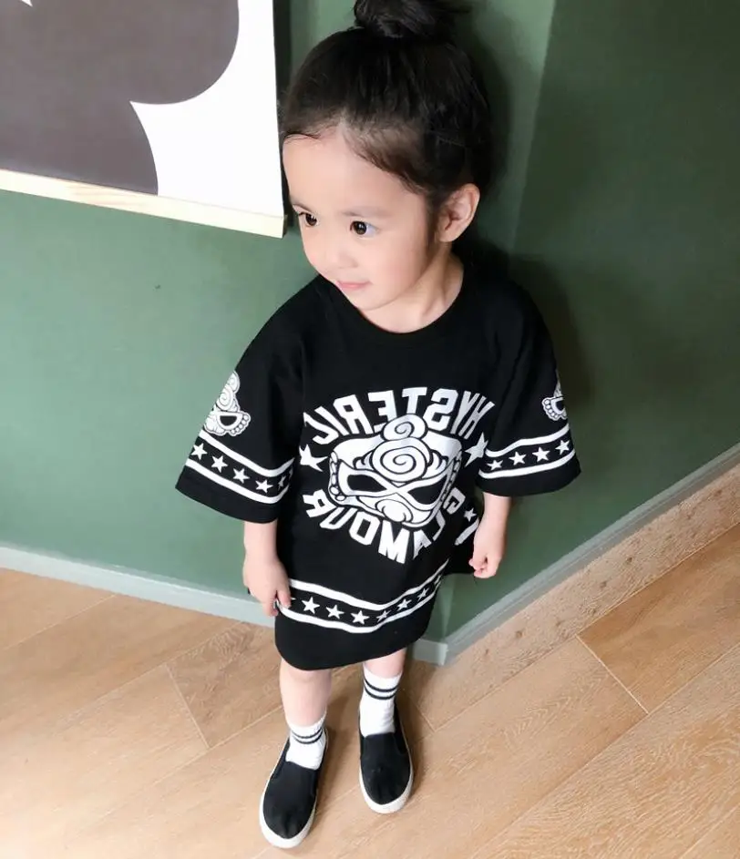 Длинные футболки с короткими рукавами и принтом Хлопковые рисунком для