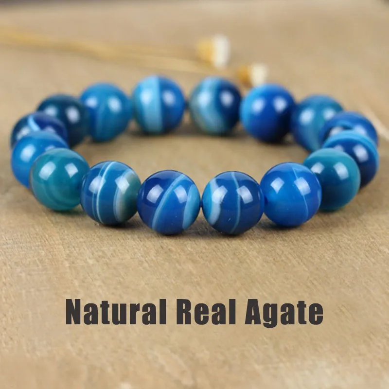 Синий браслет натуральный персидский Сардоникс камень кварц бусина надувной