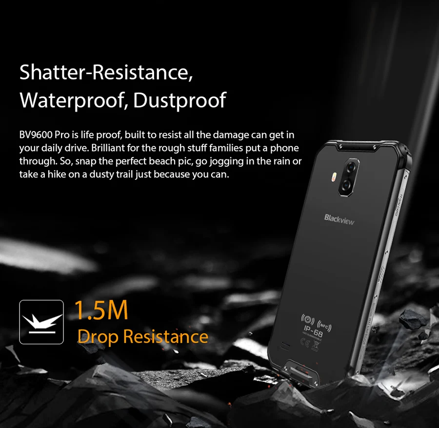 Blackview BV9600 Pro Helio P70 IP68 водонепроницаемый мобильный телефон 6 ГБ+ 128 Гб 6,2" AMOLED 5580 мАч Android 9,0 прочный смартфон