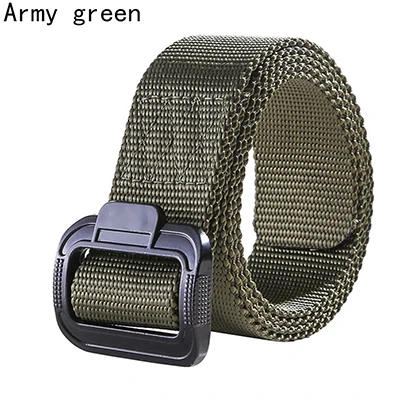Army green Мужской нейлоновый ремень повседневный вязаный военный тактический ремень внутренний армейский Стиль ремень гладкая металлическая пряжка - Цвет: Army green