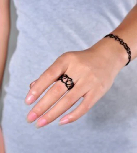 1 комплект Magic Винтаж татуировки колье ожерелье браслет и кольцо эластичные