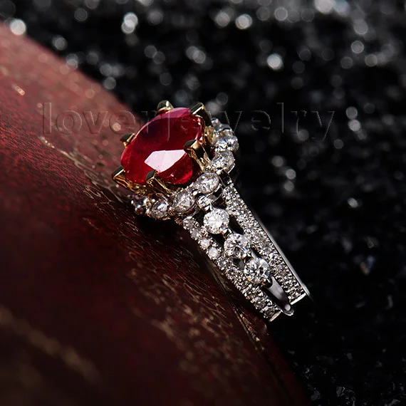 LOVERJEWELRY элегантное однотонное двухцветное золото 18 карат обручальное кольцо с