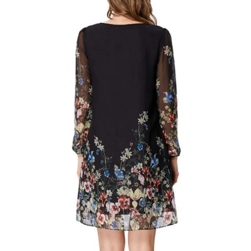Женское платье-туника с цветочным принтом элегантное праздничное платье-рубашка