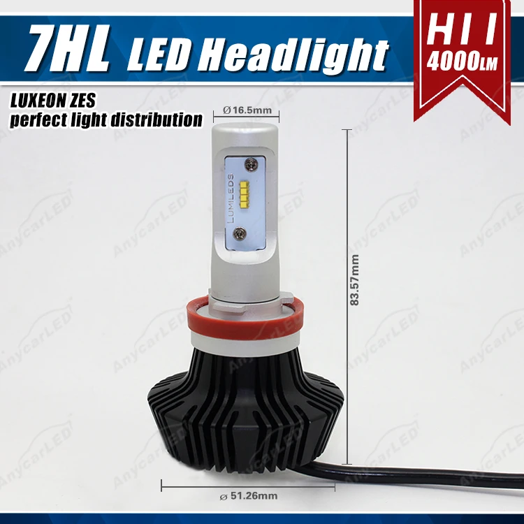 1 комплект H8 H9 H11 50 Вт 8000LM G7 светодиодных фар LUMI LUXEON ZES чипы безвентиляторный чистый