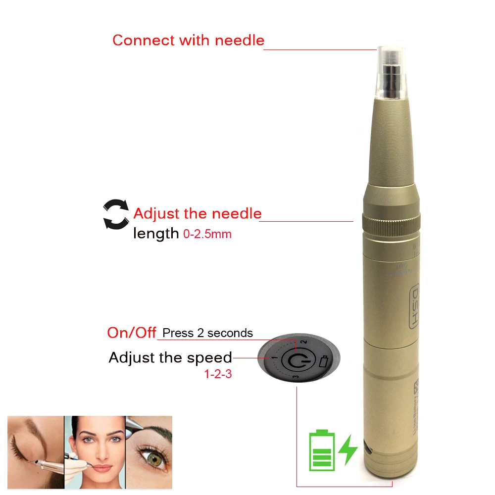 Профессиональная перезаряжаемая машинка для татуажа бровей ручка микробатлинг