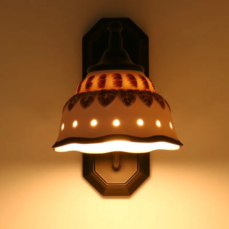 Деревенский простой Керамический Настенный светильник ретро-винтажный