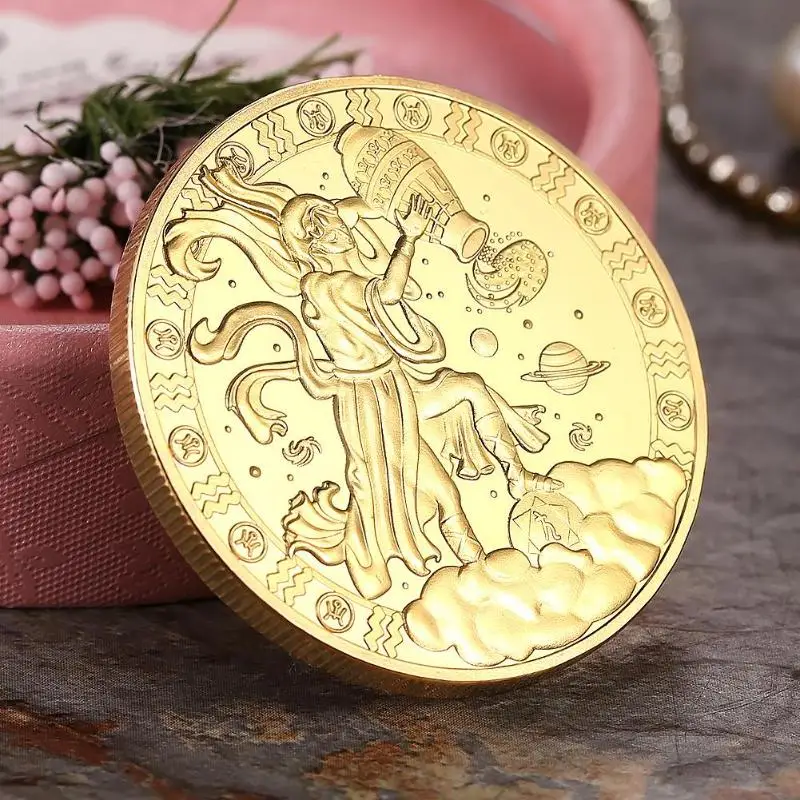 

12 Constellation Gold Plated Coin Physical Collectible Art Collection Gifts Creative and Unique for Festival Decorations