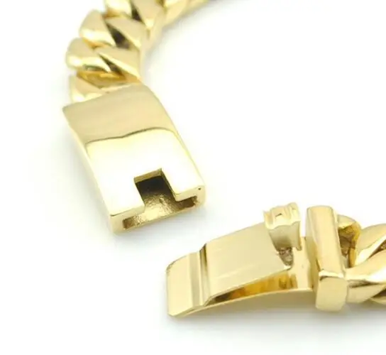 Fashion jewelry Mens Gold Stainless Steel Cuban Curb Chain Bracelet Bangle 12mm 8.66'' Jewelry | Украшения и аксессуары