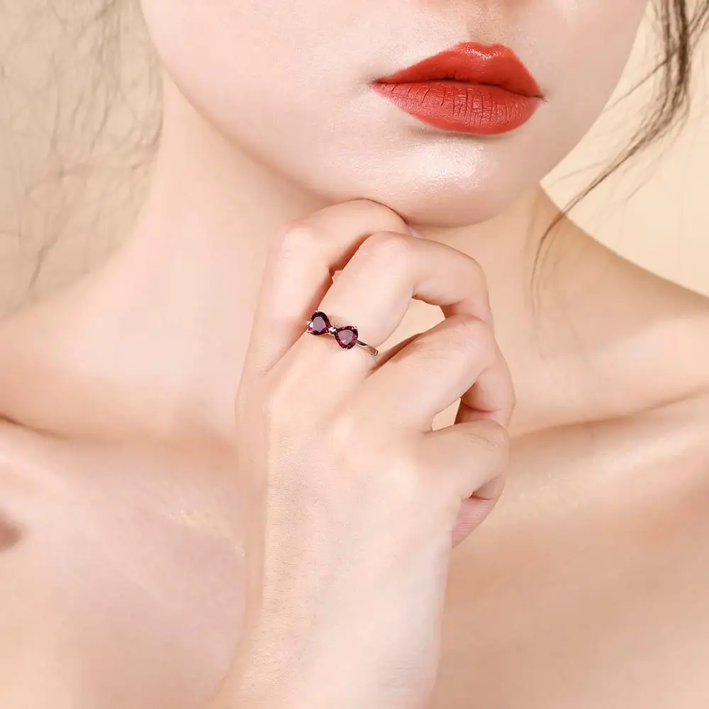 Женское кольцо из серебра 925 пробы с натуральным родолитом|Кольца| |