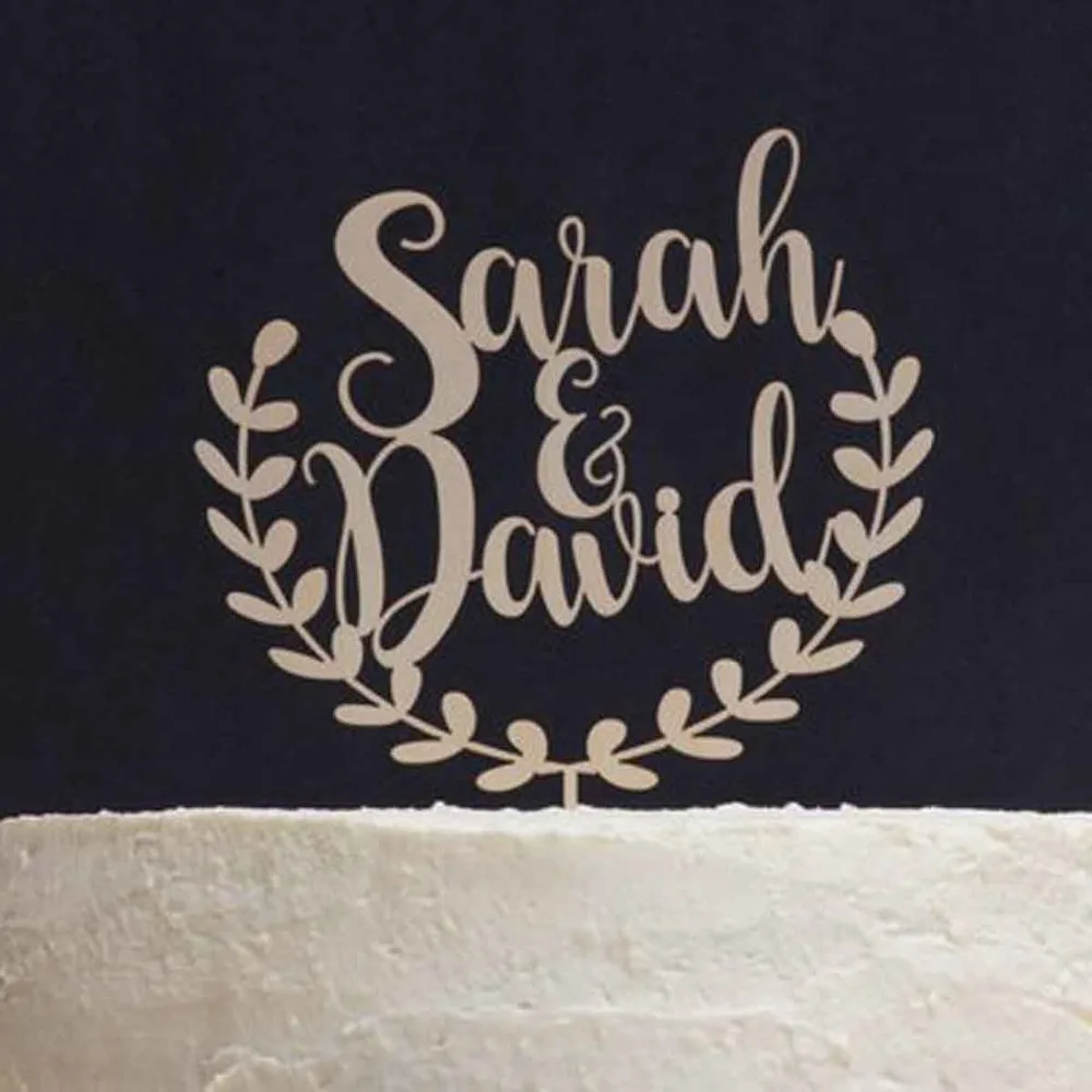 Пользовательский венок деревенский свадебный торт Топпер деревянное украшение