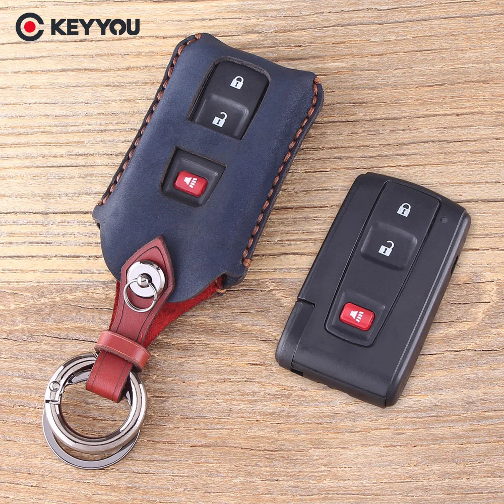 Защитный чехол KEYYOU для ключа из натуральной кожи с 3 кнопками Toyota Prius 2004 2009 2 +