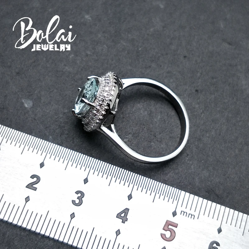 Bolaijewelry, белый аквамарин, кольца, натуральный камень, Овальный 8*10 мм, серебро 925 пробы, хорошее ювелирное изделие для женщин, подарки на годовщину