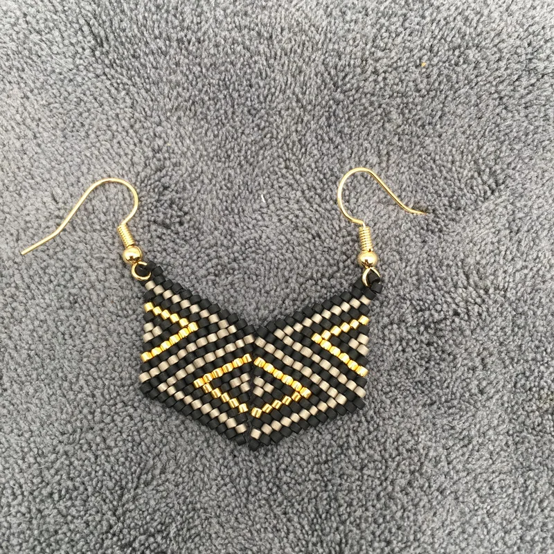 Women Boho Geometric Pattern Earrings Bohemia Earring Handmade Woven Delica Bead jewelry | Украшения и аксессуары