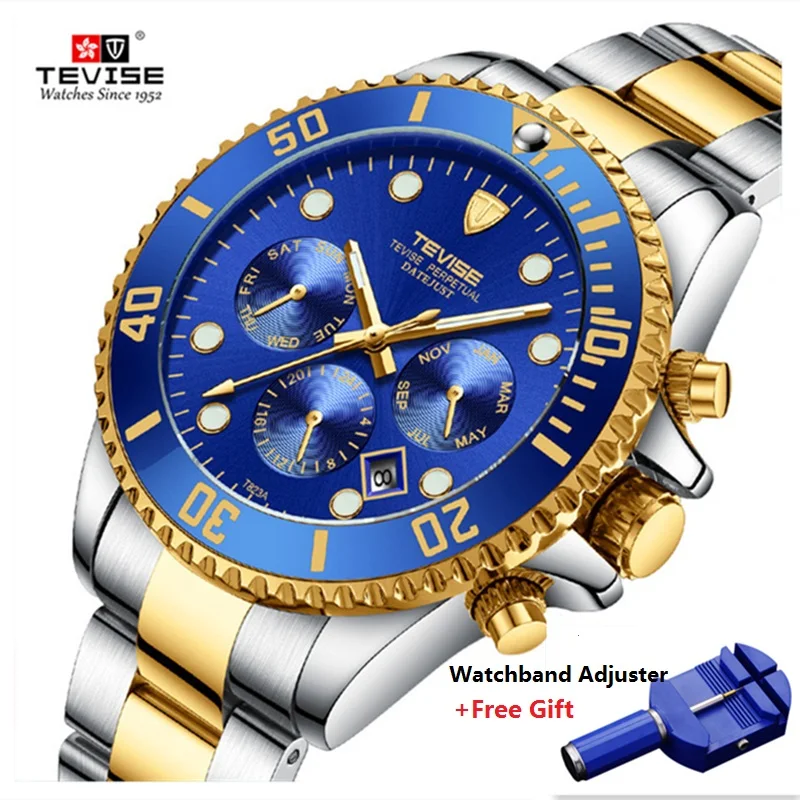 

Hot TEVISE Watch Men Luxury Automatic Mechanical Mens Wristwatch Stainless Steel Waterproof Military Watch relogio masculino