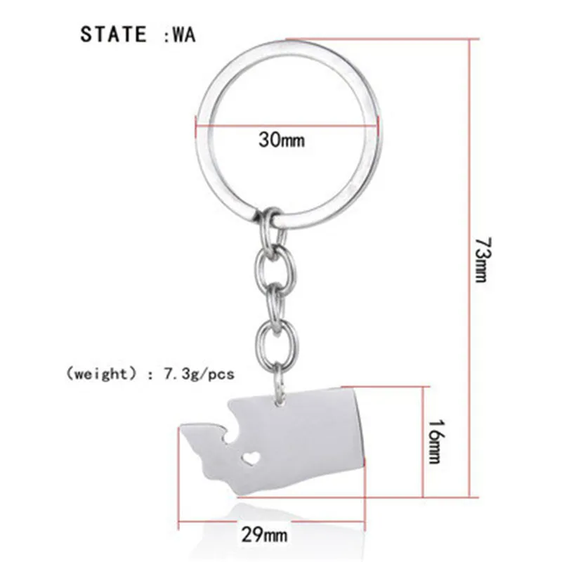 Хит продаж брелок из нержавеющей стали с картой креативная карта для ключей