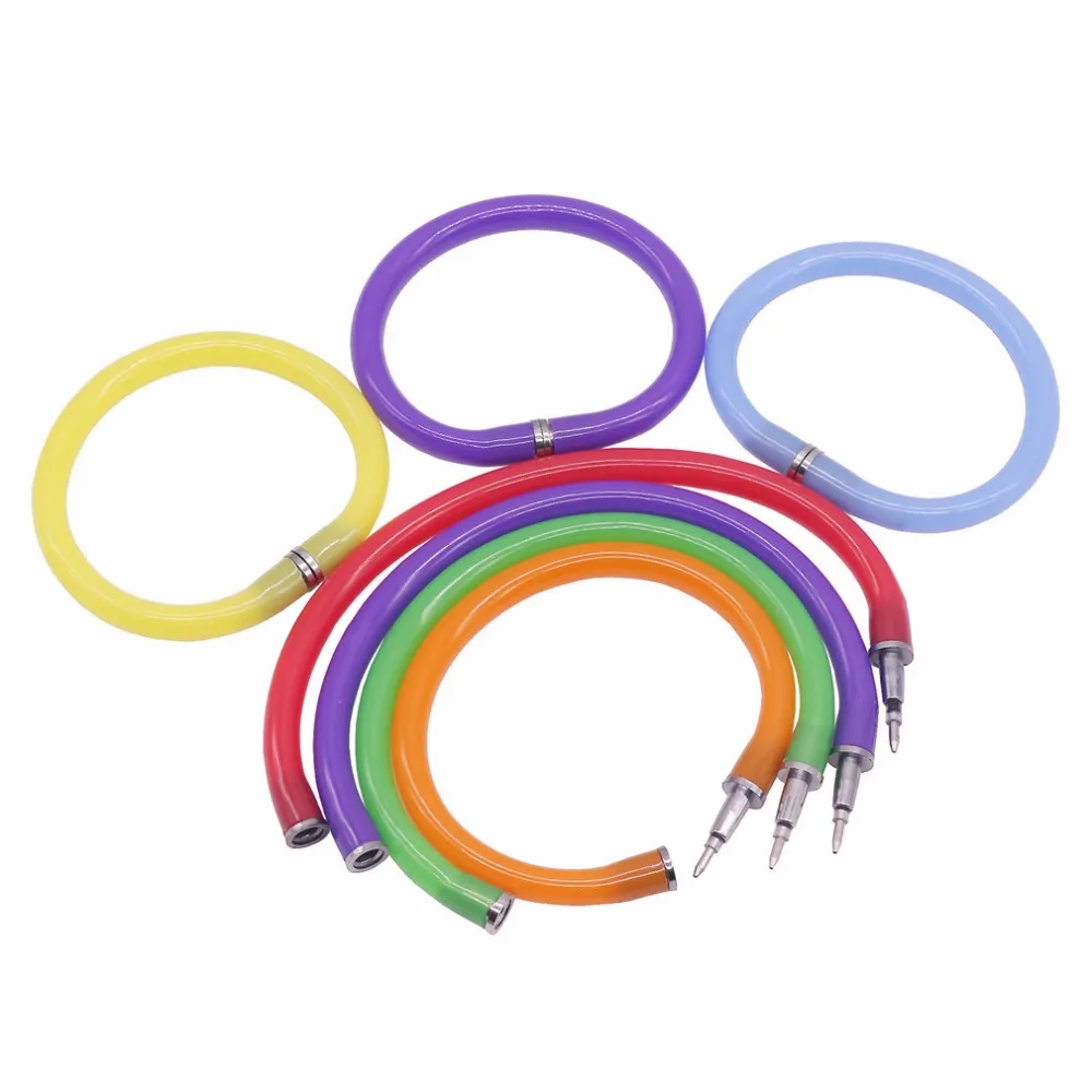 5 шт гибкий шариковая ручка милый мягкий пластиковый жесткий браслет шариковые