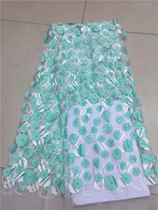 White African Lace Fabric 3D circle High Quality 2018 French Tulle beads Nigerian Net For Wedding Dress green | Дом и сад