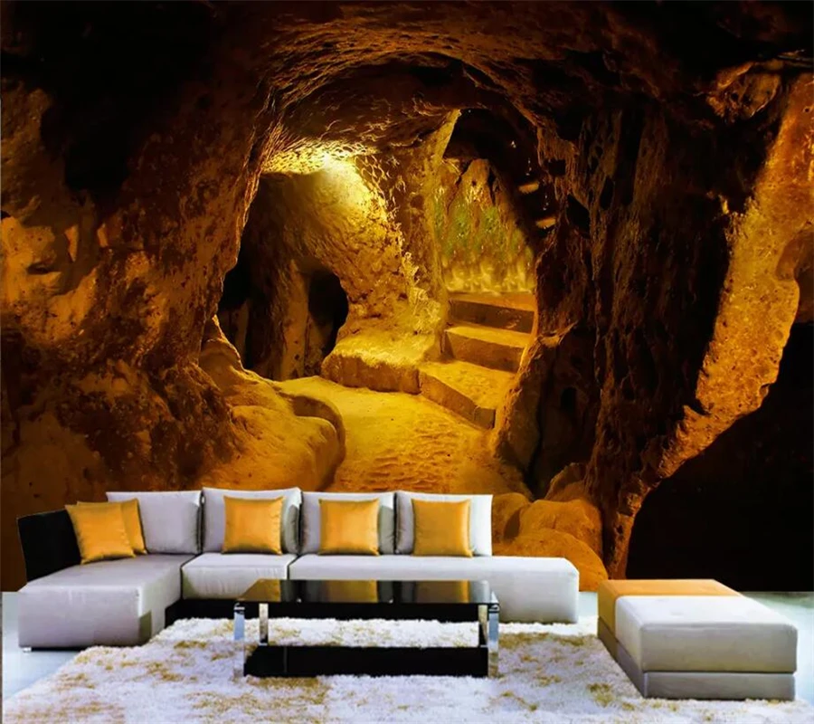 

beibehang papel de parede Custom wallpaper 3d Original Cave stone cave three large-scale sofa background wall papers home decor