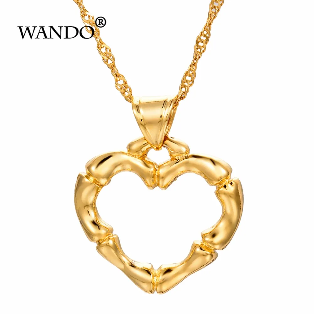 

WANDO 24k Attract female jewelry gold necklace pendant golden exquisite heart-shaped pendant necklace Dubai Ethiopia Africa P36