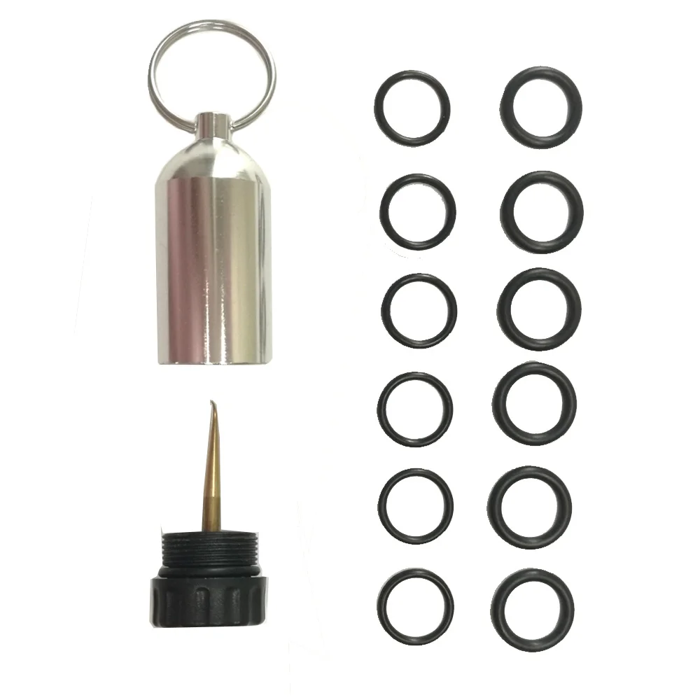 

Mini Aluminum Scuba Diving Tank with 12 O Rings Brass Pick Dive Key Chain Diving Repair Kit