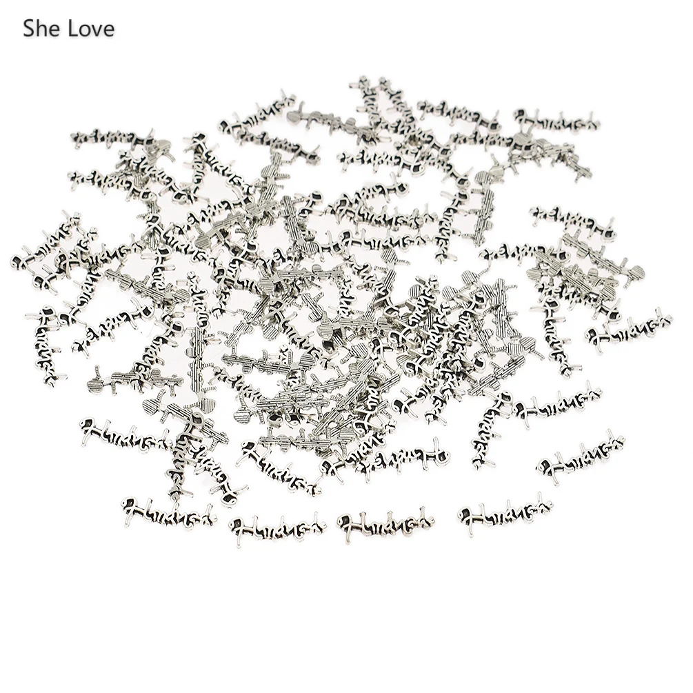 She Love, 100 шт./лот, металлические этикетки ручной работы из сплава, этикетки для шитья, этикетки для сумок для одежды, аксессуары для украшения своими руками