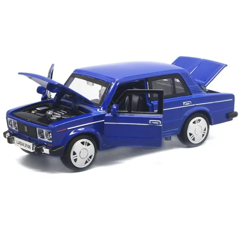 Синий Hx 1:32 игрушечный автомобиль АВТОВАЗ-Лада металлическая игрушка литые игрушки и игрушечные транспортные средства модель автомобиля Миниатюрная модель автомобиля игрушки для детей - Цвет: Синий
