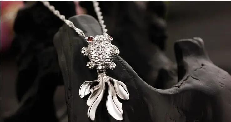 Новый дизайн милая Золотая рыбка стиль серебро 925 пробы подвеска для девочки