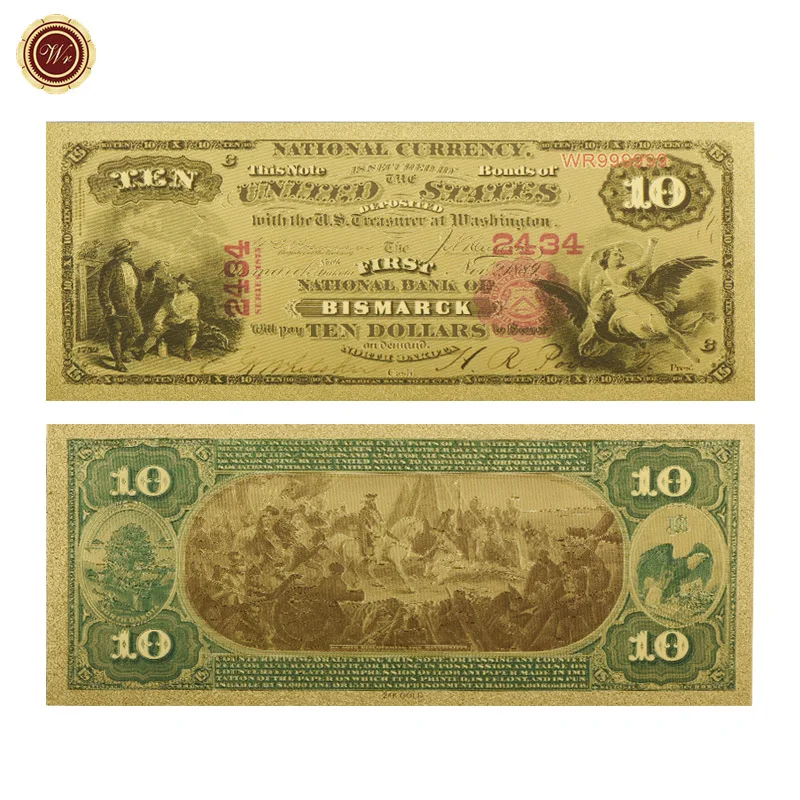 WR 1875 год 10 долларов 24k золото банкнота дома декоративные красочные мир бумага