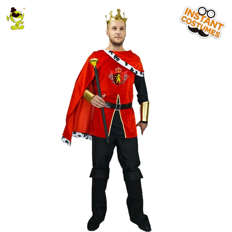 Для мужчин Европа средневековый костюм короля Косплэй Костюм Принца корона на