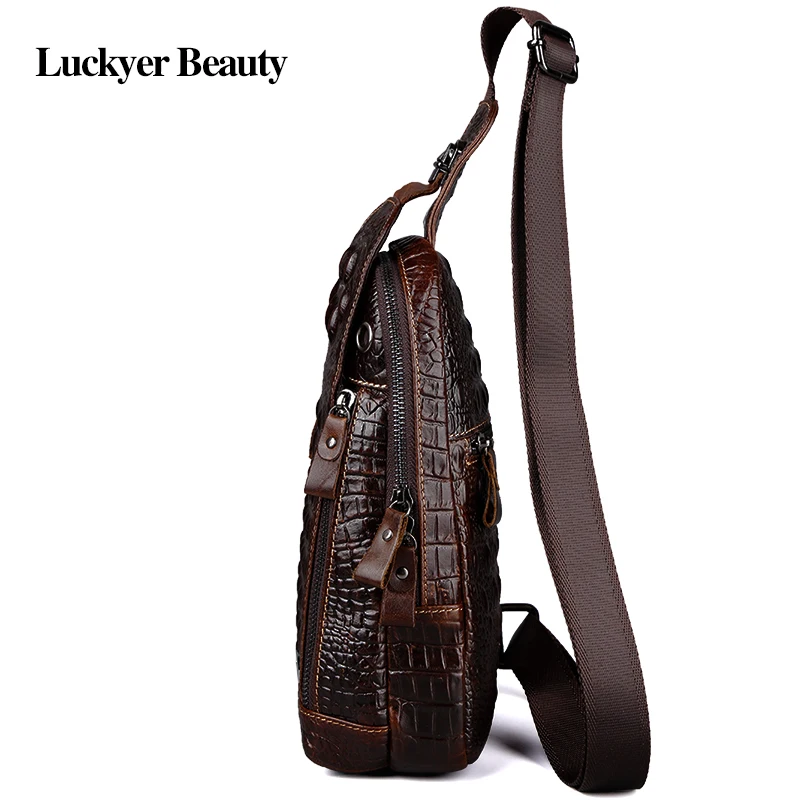 LUCKYER BEAUTY мужские нагрудные сумки с узором крокодиловая кожа мужская сумка через