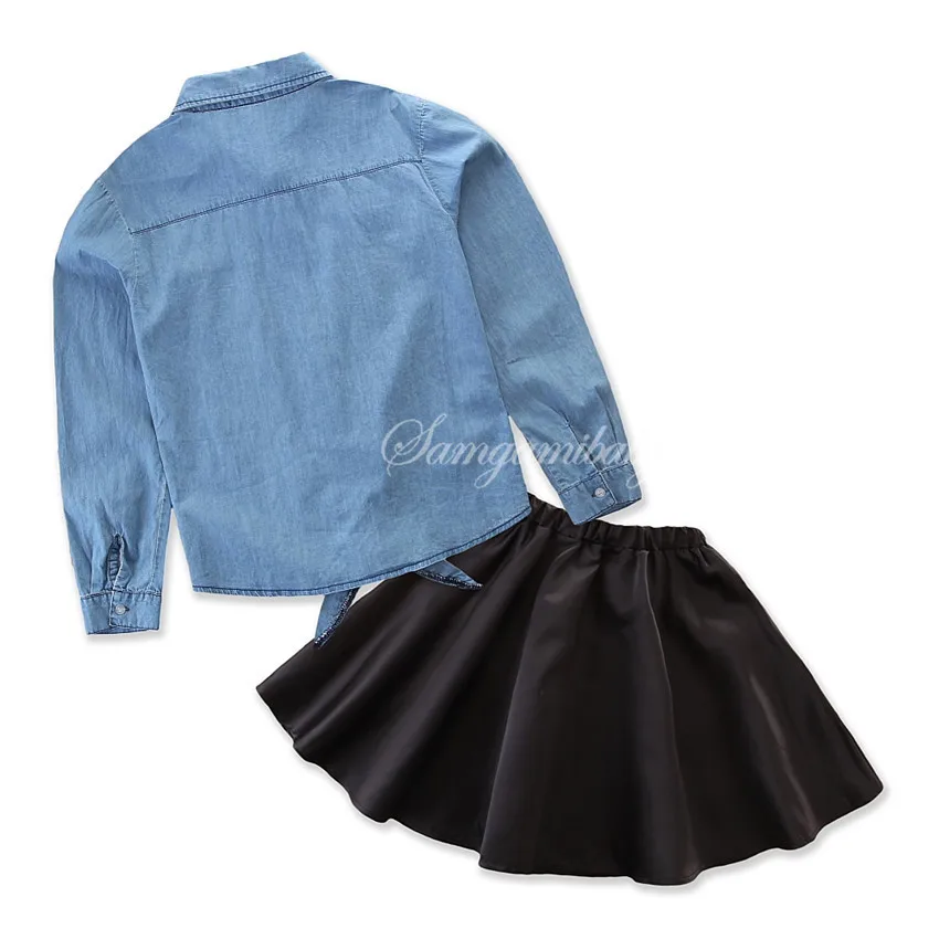 Джинсовая блузка и юбка пачка для мамы дочери 2019|Сочетающаяся одежда семьи| |