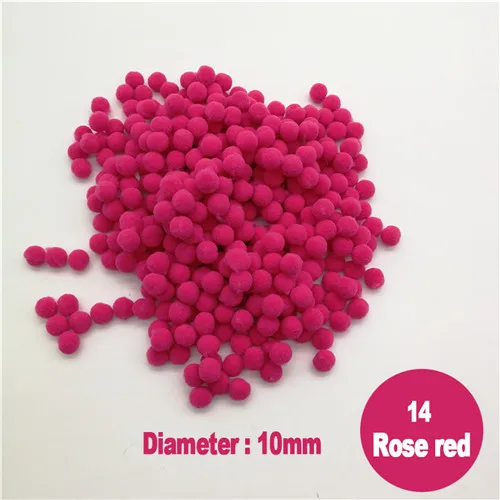 14 Rose red 350 шт 10 мм множество вариантов помпоны мягкие шарики-Помпоны для Домашнего Цветоводства свадебные декоративные цветы аксессуары венки одежды - Цвет: 14 Rose red