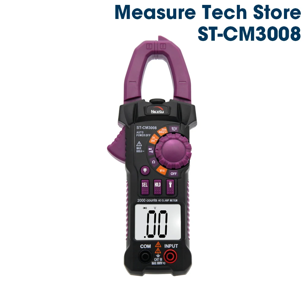 Nicetymeter ST-CM3008 True RMS 2000 отсчетов цифровой AC клещи сопротивление NCV мини-клещи подсветка светодиодный светильник-вспышка DIY